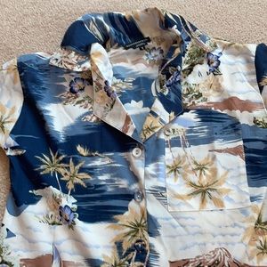 Hawaiian Button-up with Island Scenes Cropped